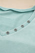 Mineral Wash Snap Trim V Neck Exposed Seam Drop Shoulder Curved Hem Long Sleeve Top
